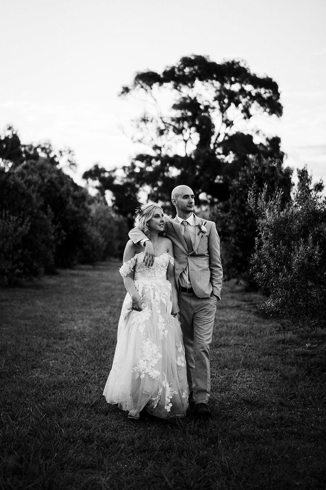 Black and white portrait of the couple